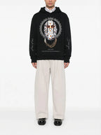 FesFas white chrysanthemum-print Hoodie | Black | Men