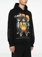 FesFas Cats Crew-print Hoodie | Black | Men
