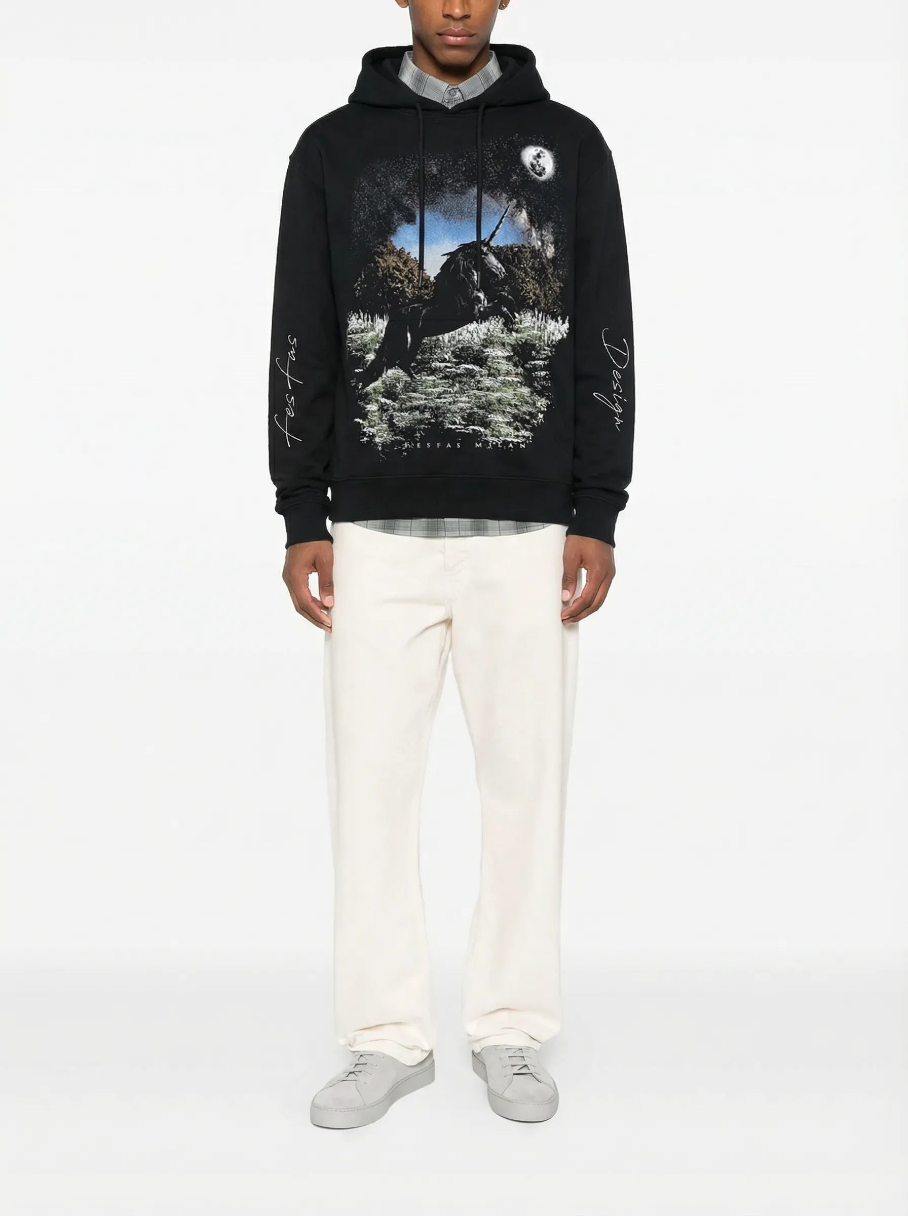 FesFas Heather Garden-print Hoodie | Black | Men