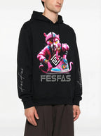 FesFas pink cat-print Hoodie | Black | Men