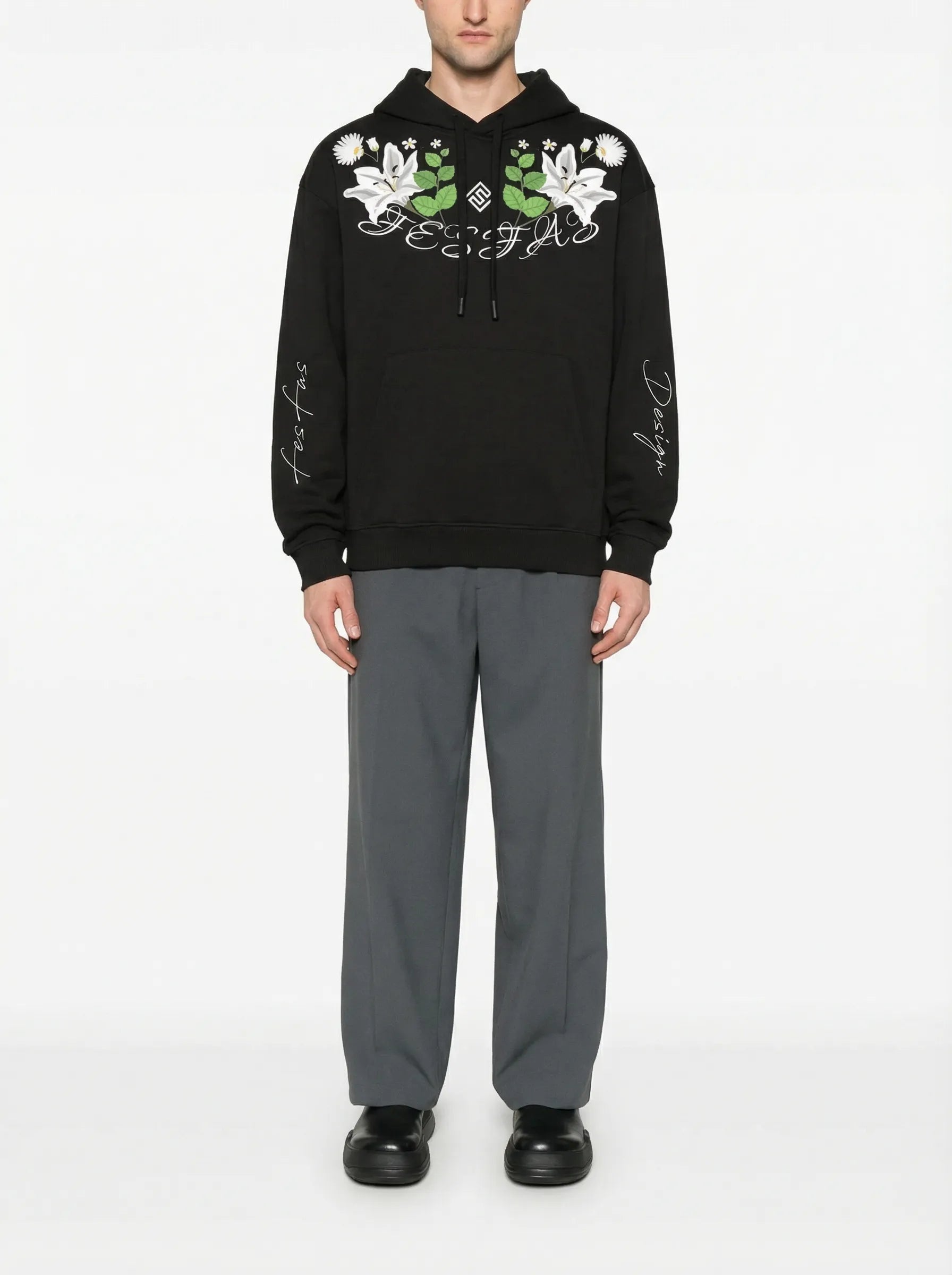 FesFas flower-print Hoodie | Black | Men