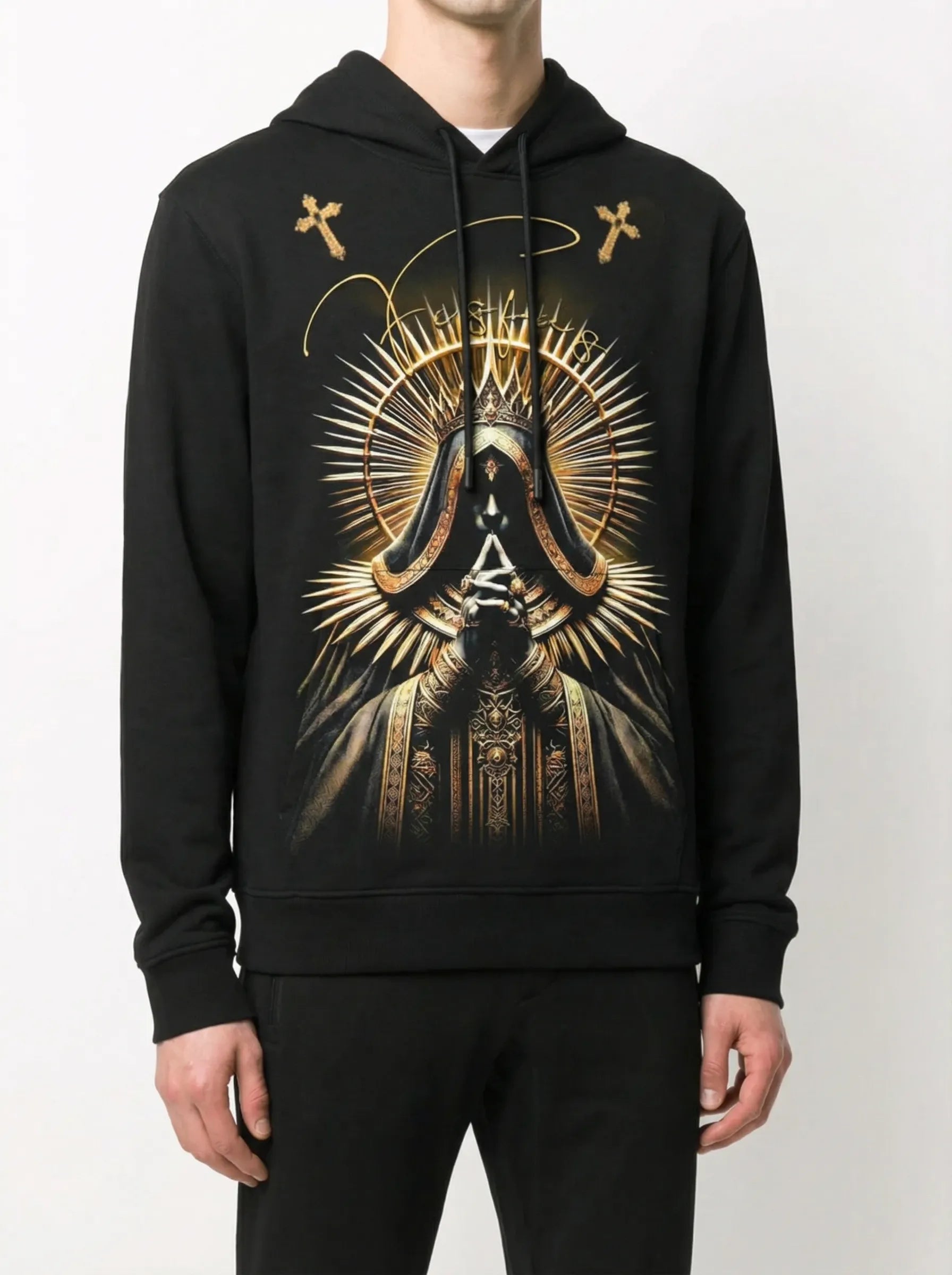 FesFas God-print Hoodie | Black | Men
