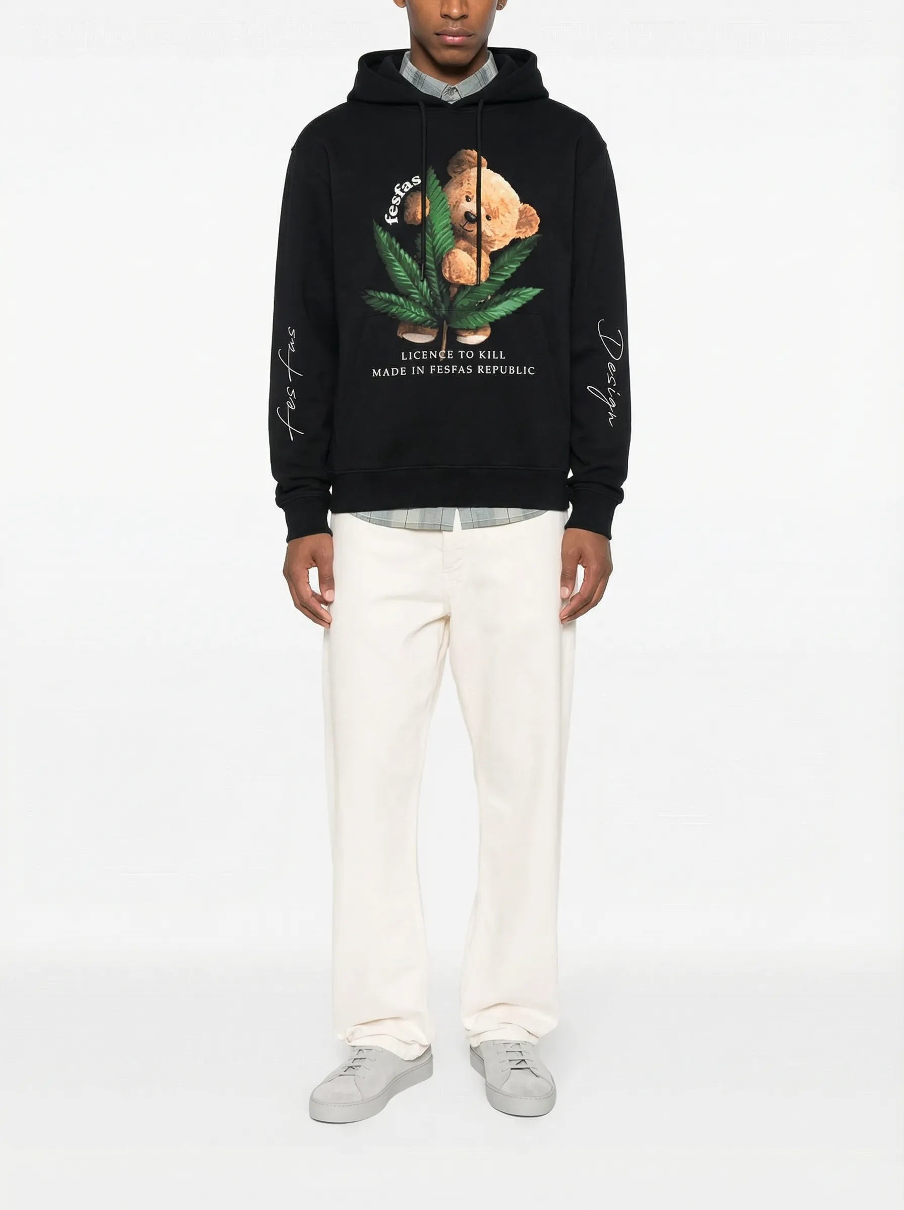FesFas teddy bear high-print Hoodie | Black | Men