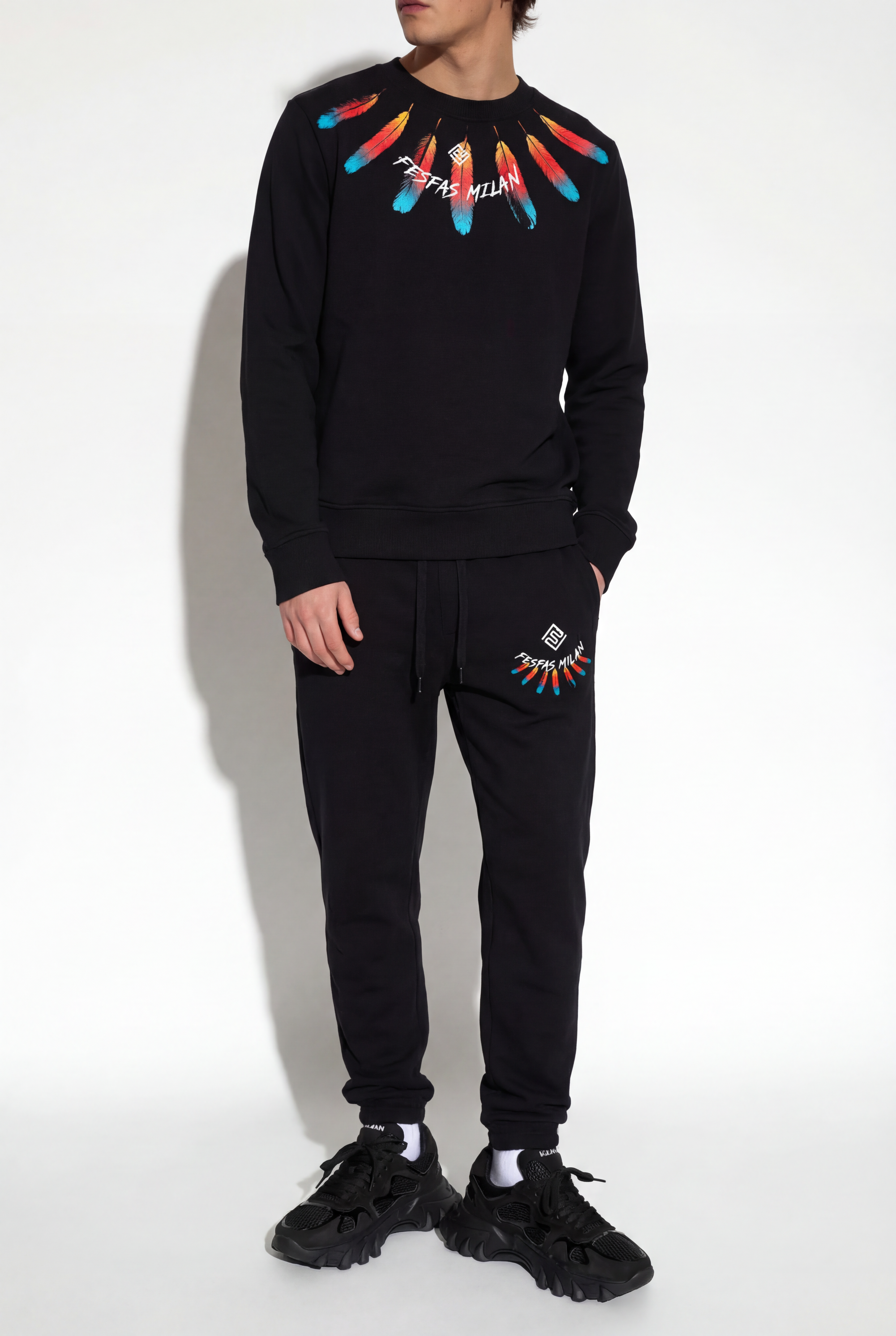 FesFas feathers-print Sweatshirt Set | Black | Men