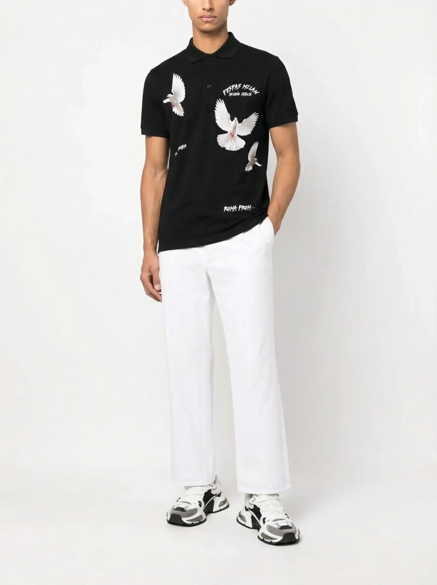 FesFas pigeons-print | Áo Polo | Nam | Màu Đen