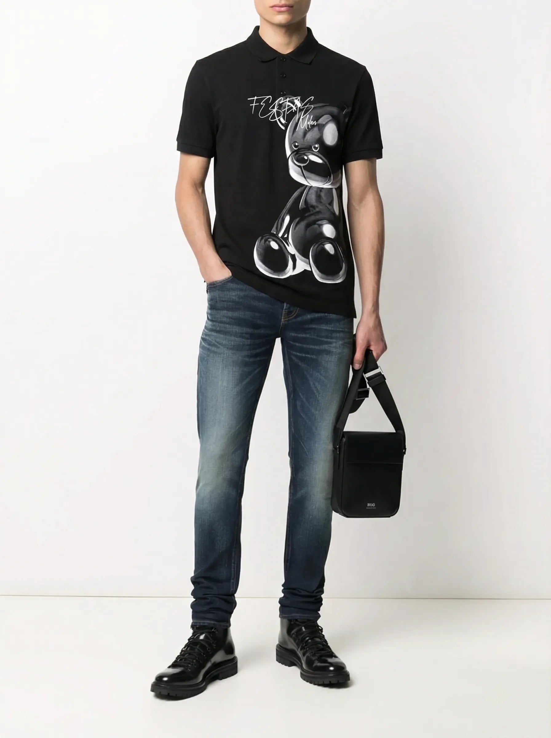 FesFas bear-print | Áo Polo | Nam | Màu Đen