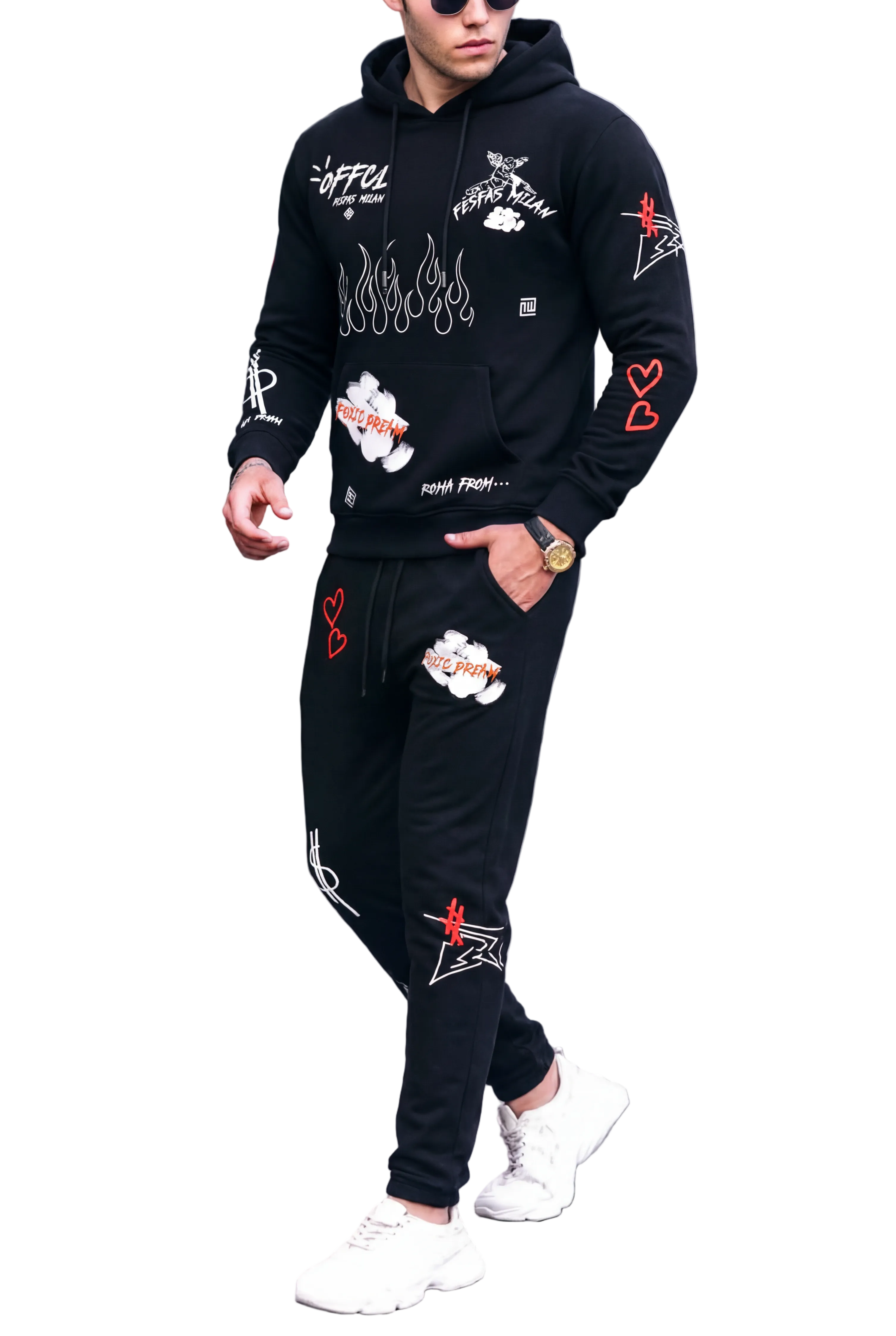 FesFas graphic-print Hoodie | Black | Men