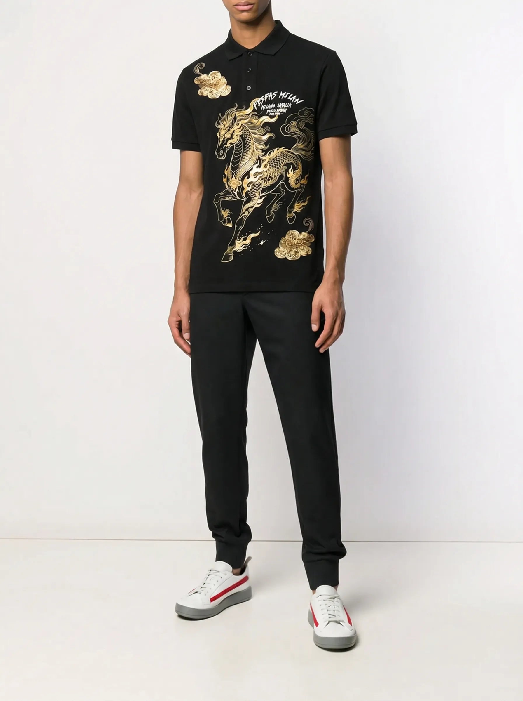 FesFas horse-print | Áo Polo | Nam | Màu Đen