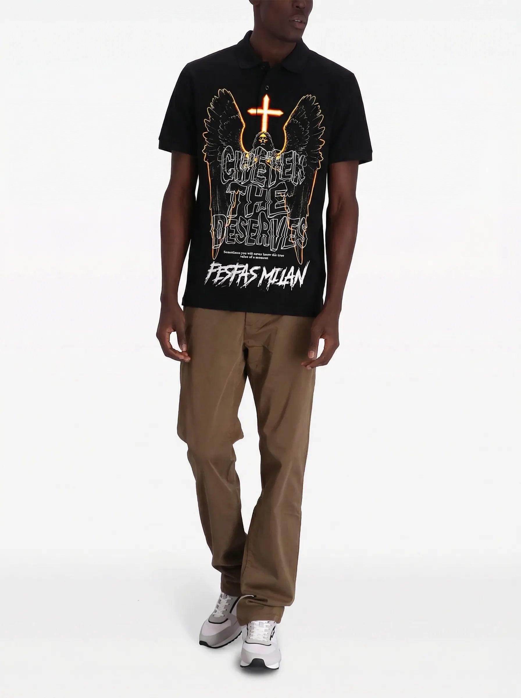 FesFas angel-print | Áo Polo | Nam | Màu Đen