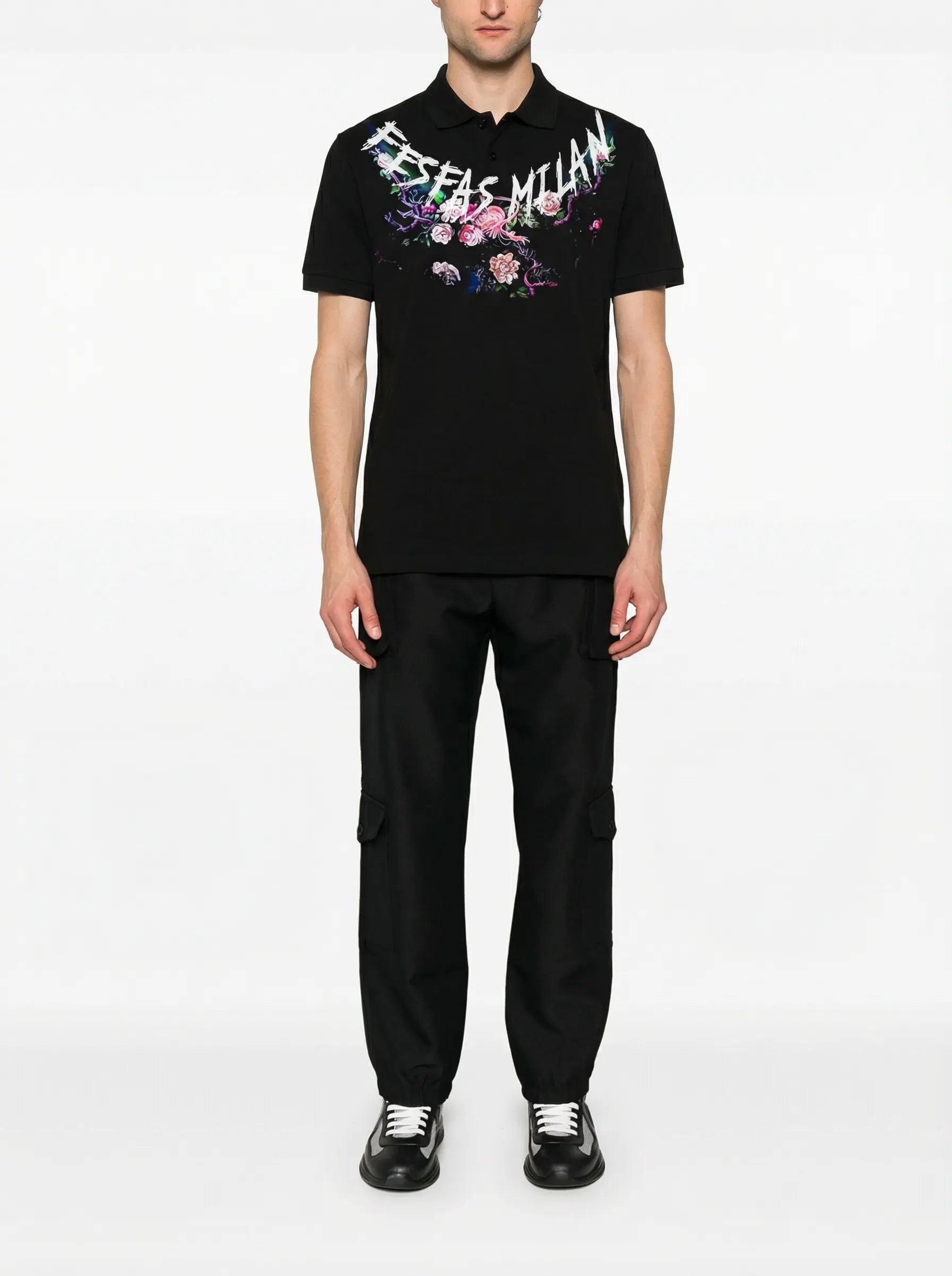 FesFas flowers-print | Áo Polo | Nam | Màu Đen