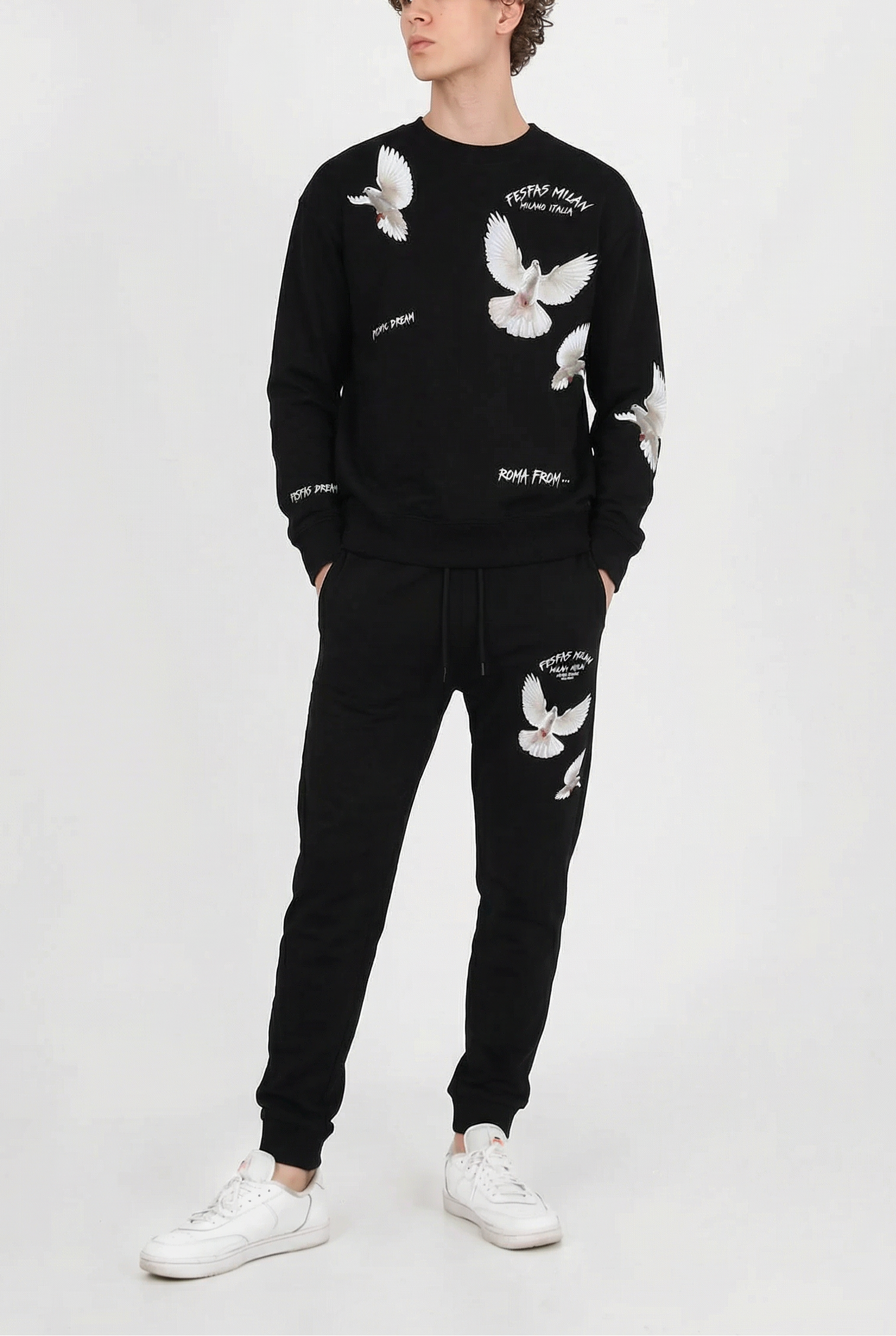 FesFas pigeons-print Sweatshirt Set | Black | Men