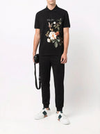FesFas Floral-print | Áo Polo | Nam | Màu Đen