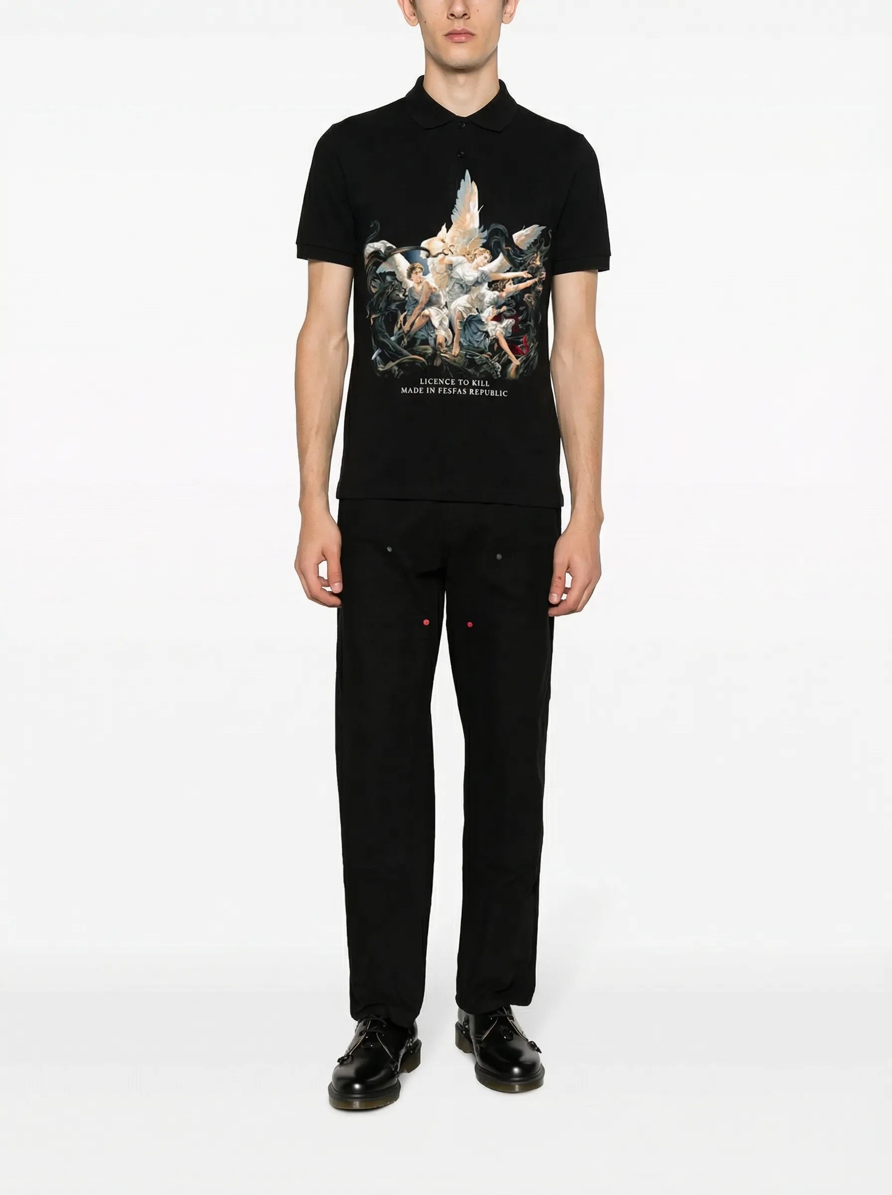 FesFas Angel-print | Áo Polo | Nam | Màu Đen