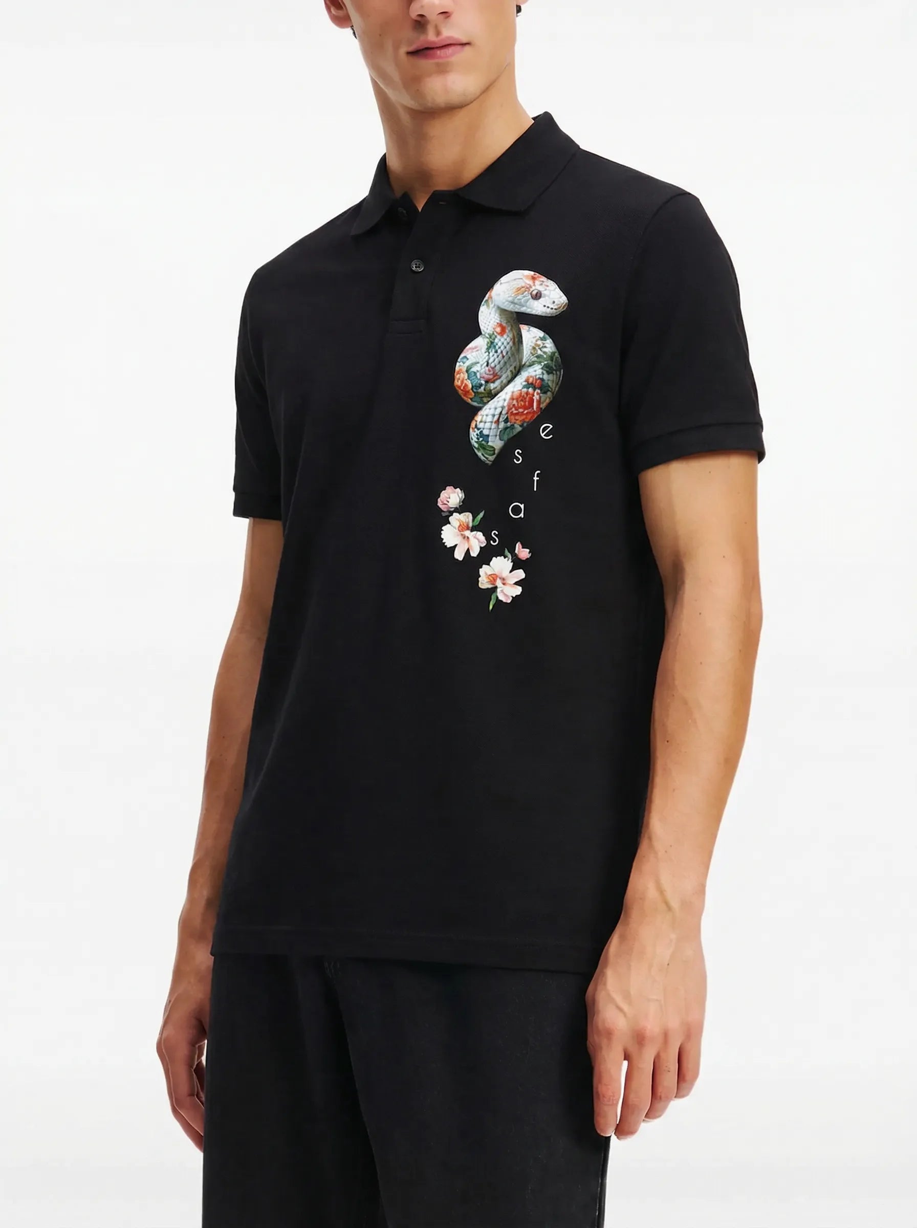 FesFas Snake-print | Áo Polo | Nam | Màu Đen