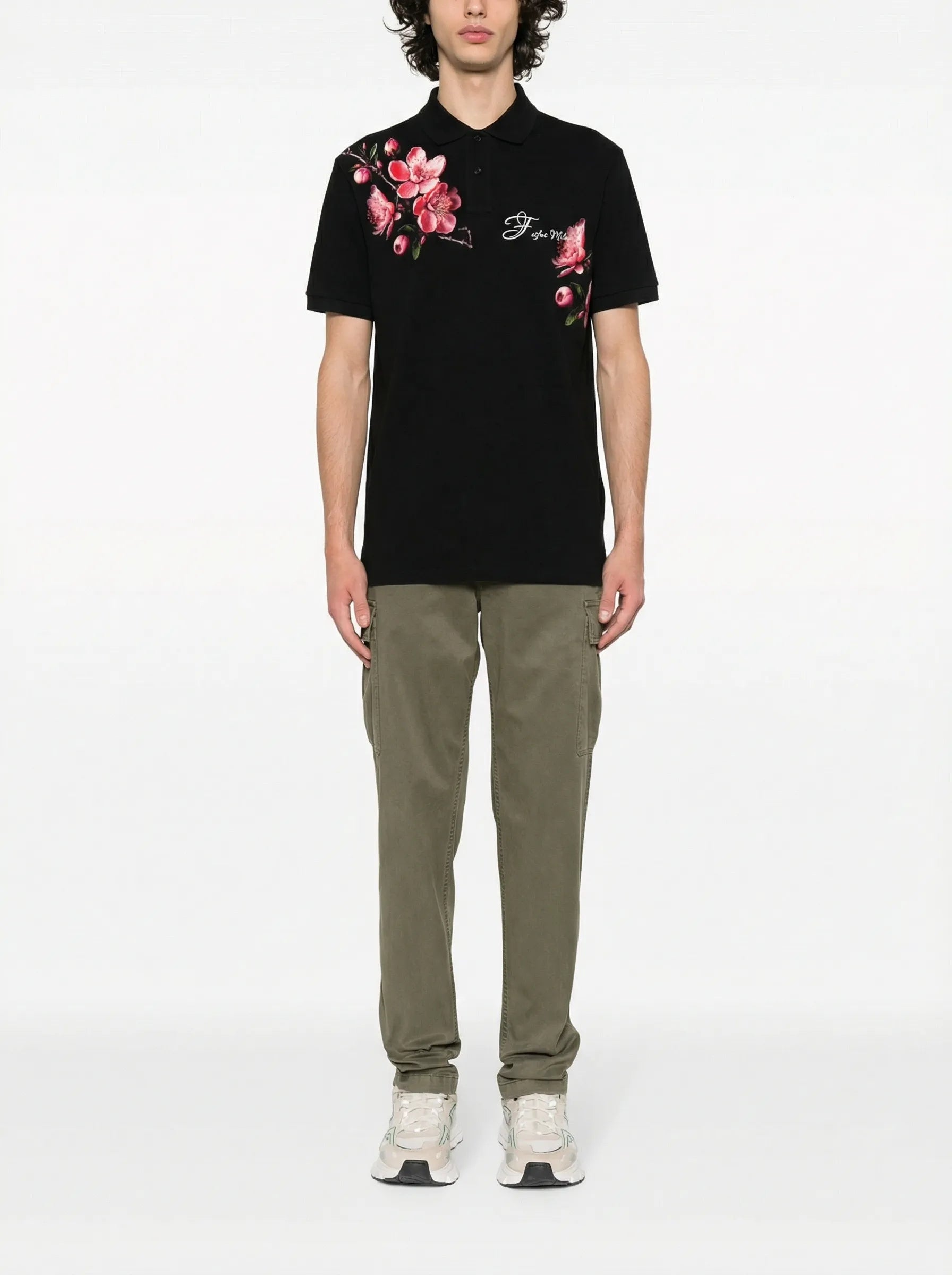 FesFas Floral-print | Áo Polo | Nam | Màu Đen