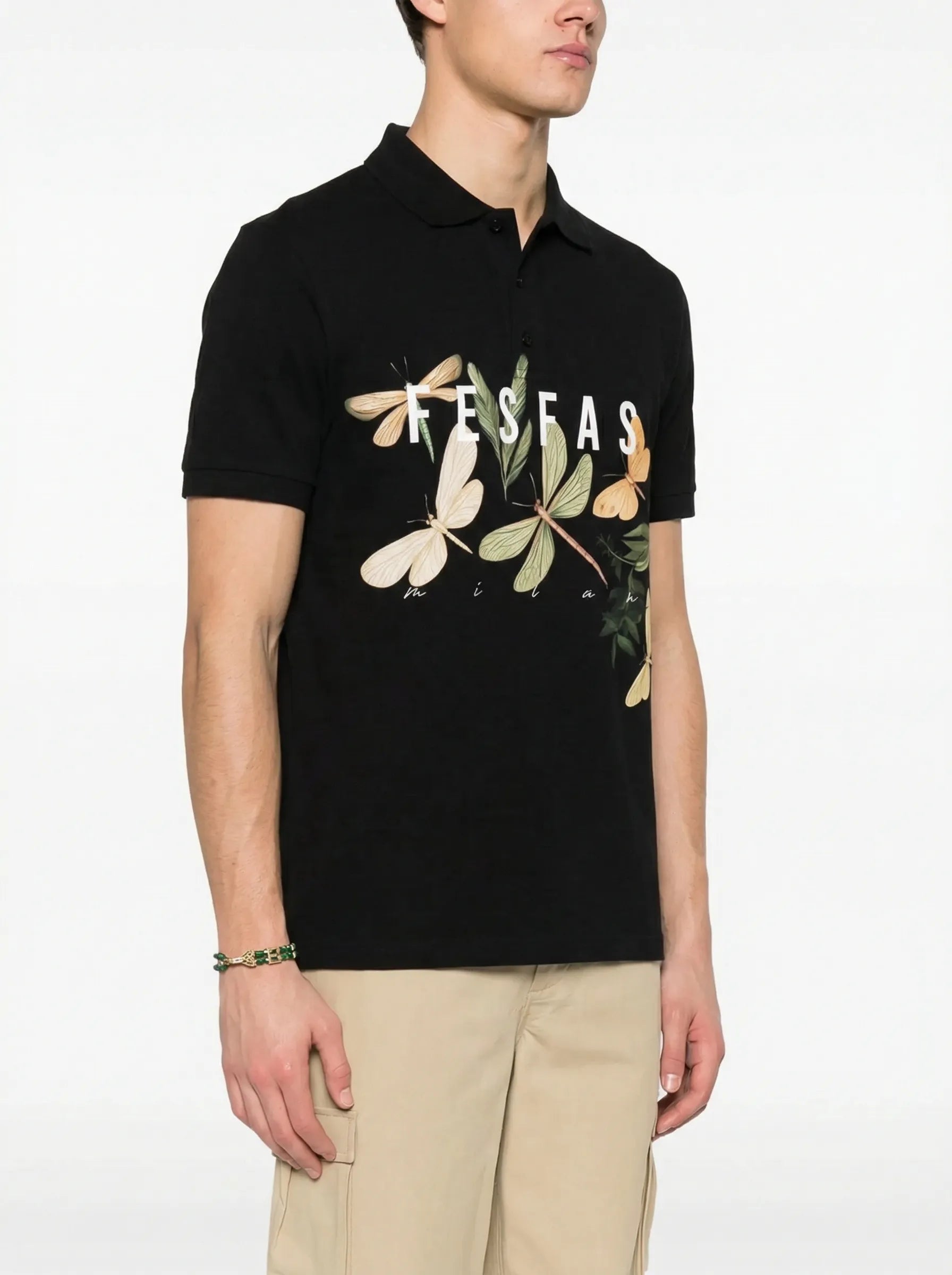 FesFas Dragonfly-print | Áo Polo | Nam | Màu Đen