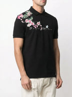 FesFas Floral-print | Áo Polo | Nam | Màu Đen