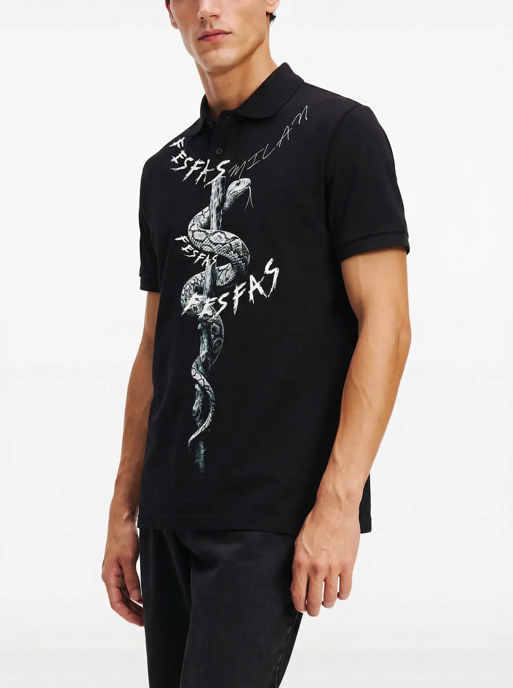 FesFas Snake-print | Áo Polo | Nam | Màu Đen