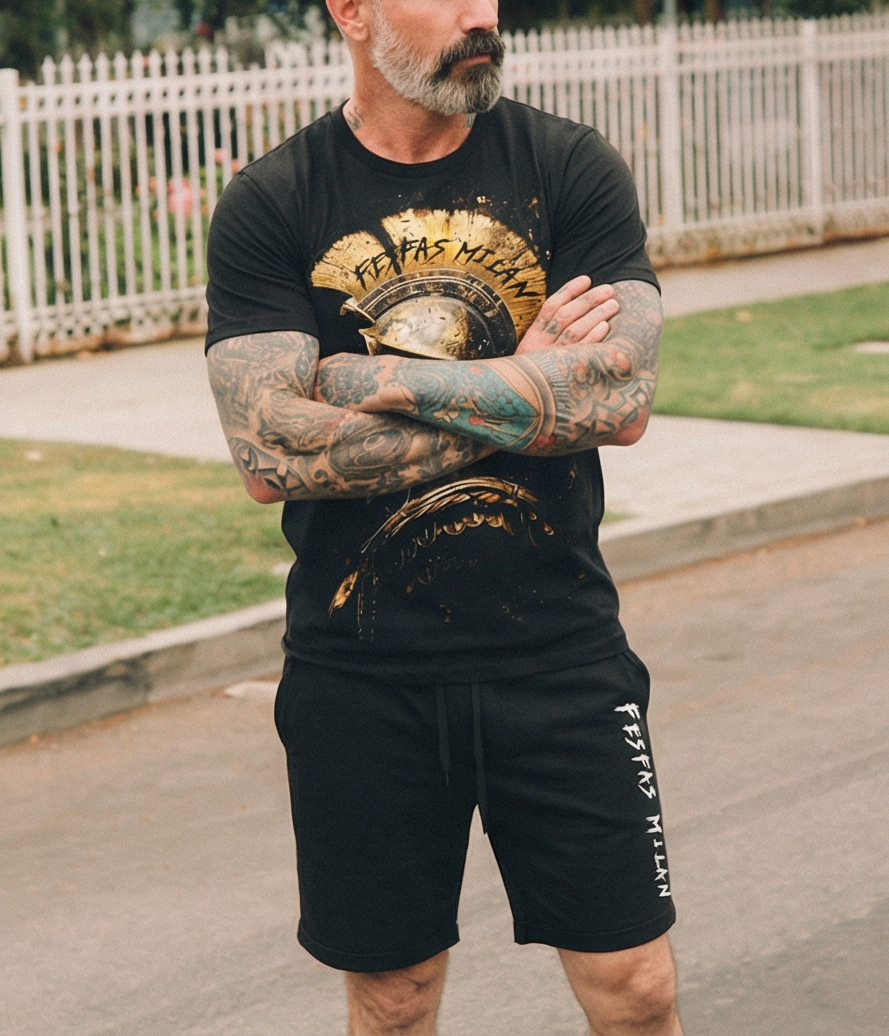FesFas sparta-print | Bộ T-Shirt | Nam | Màu Đen