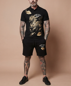 FesFas golden horse-print | Bộ Polo | Nam | Màu Đen