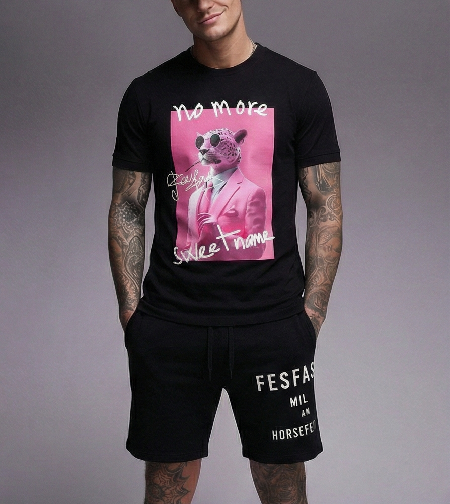 FesFas panther-print | Bộ T-Shirt | Nam | Màu Đen