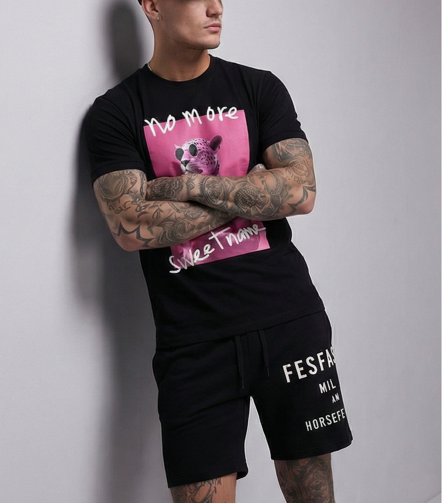 FesFas panther-print | Bộ T-Shirt | Nam | Màu Đen