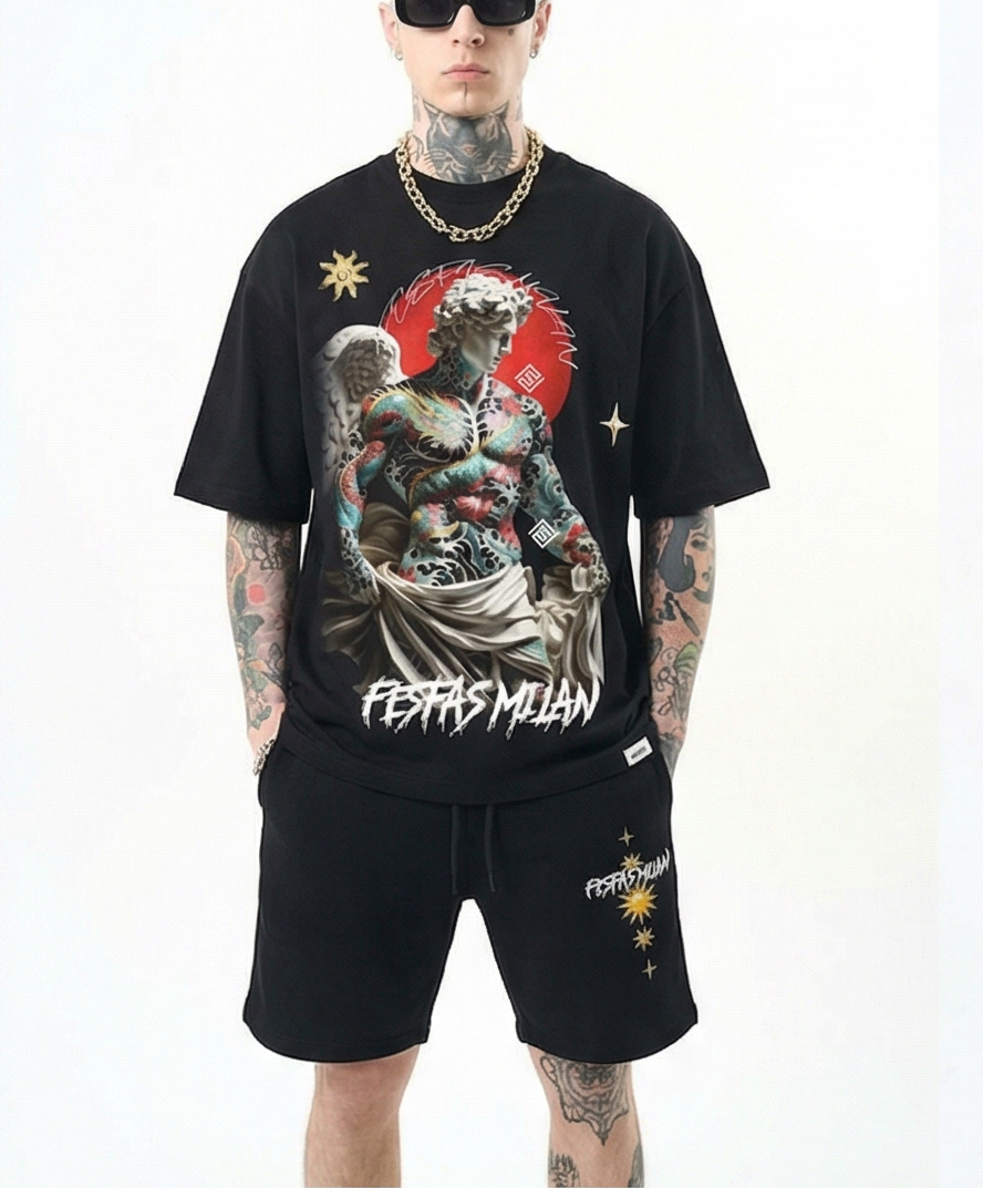 FesFas angel-print | Bộ T-Shirt | Nam | Màu Đen