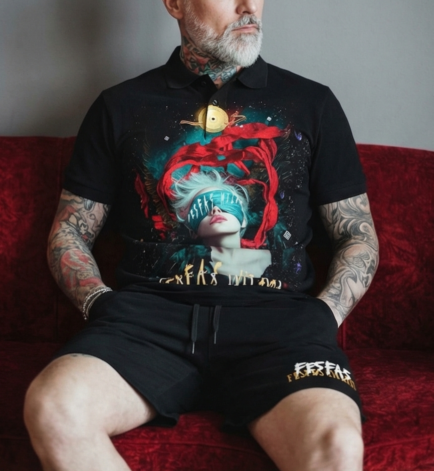 FesFas graphic-print | Bộ Polo | Nam | Màu Đen