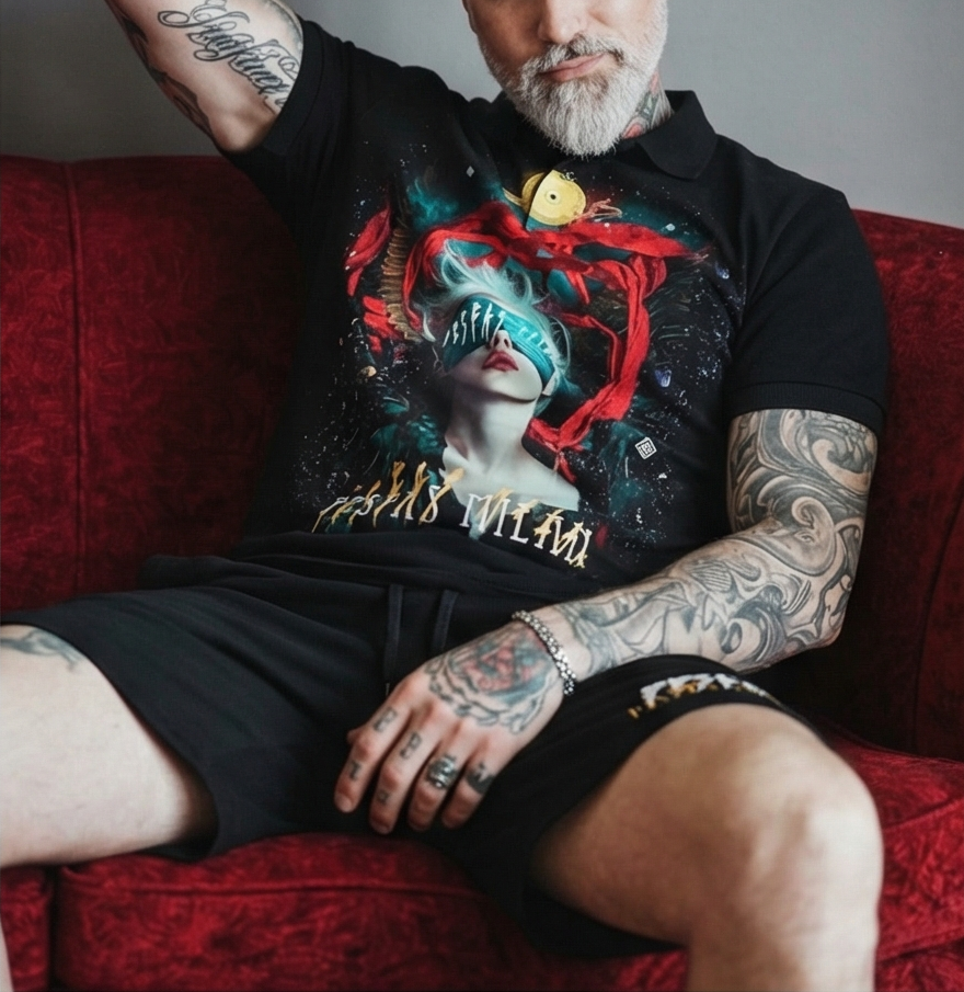 FesFas graphic-print | Bộ Polo | Nam | Màu Đen