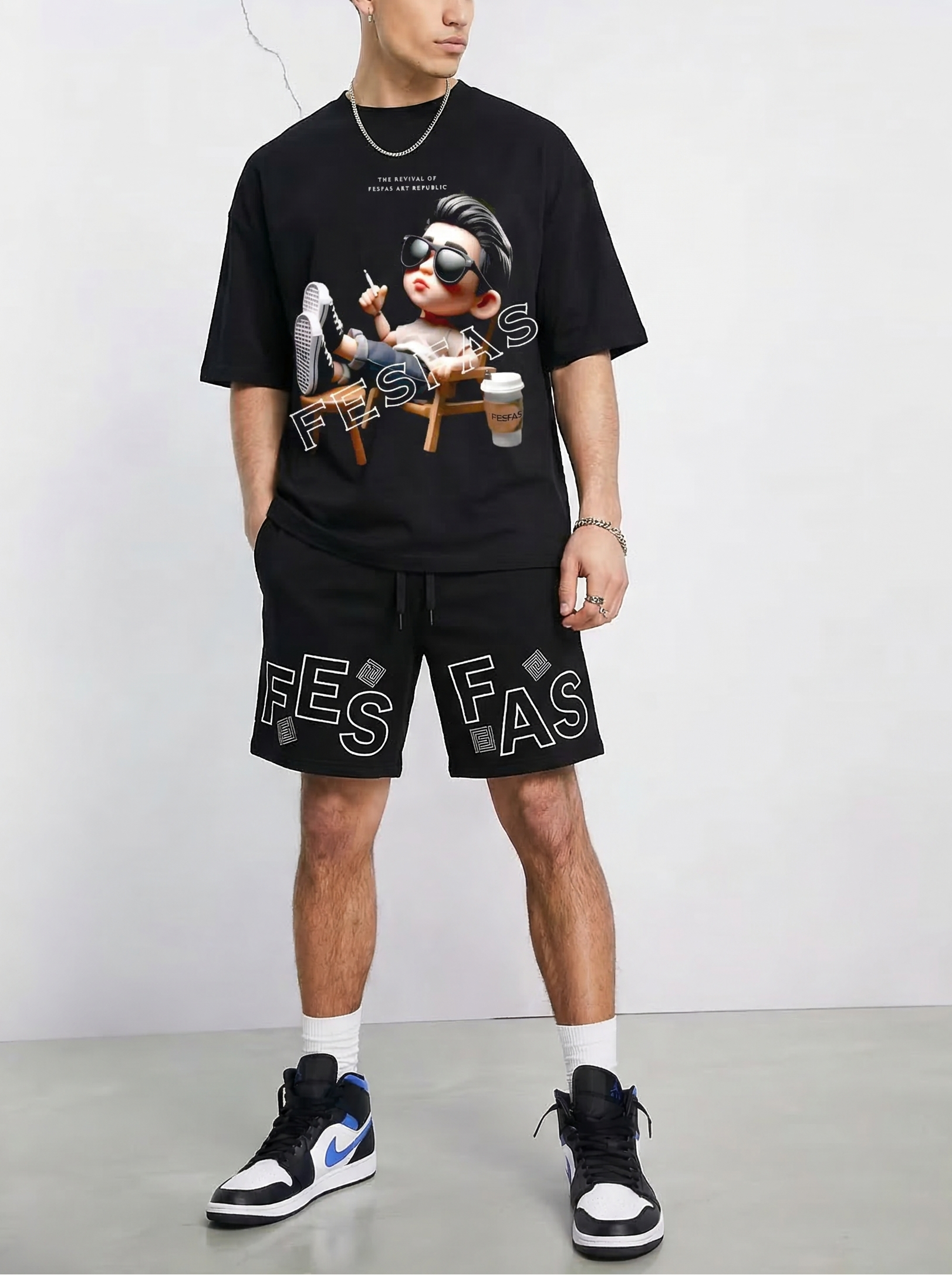 FesFas chill boy-print | Bộ T-Shirt | Nam | Màu Đen