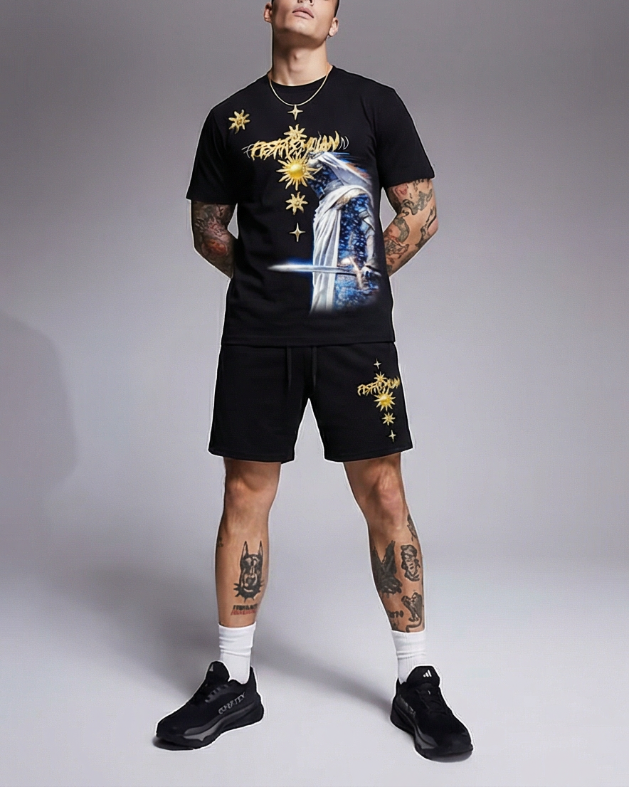 FesFas knight-print | Bộ T-Shirt | Nam | Màu Đen