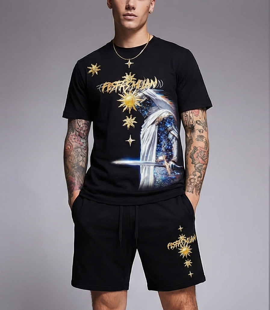 FesFas knight-print | Bộ T-Shirt | Nam | Màu Đen
