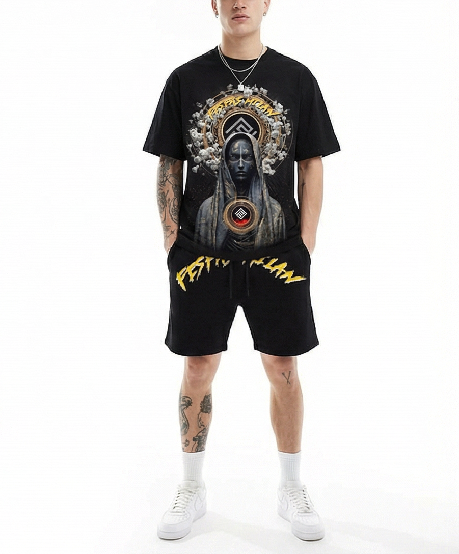 FesFas goddess-print | Bộ T-Shirt | Nam | Màu Đen