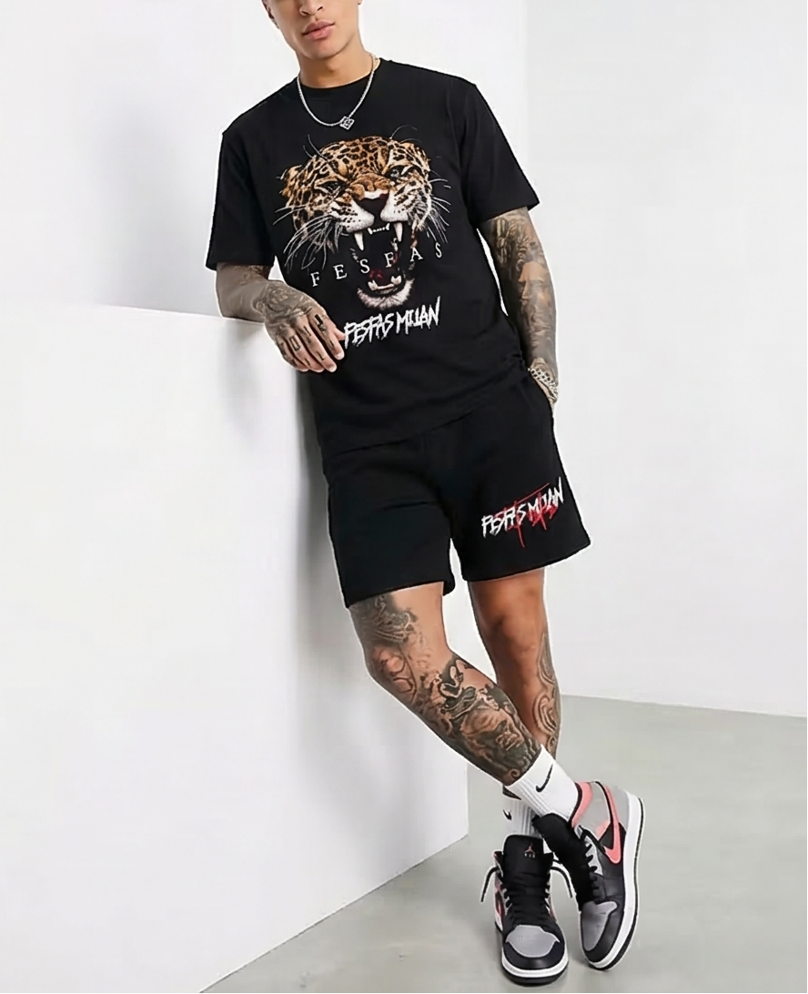 FesFas jaguar-print | Bộ T-Shirt | Nam | Màu Đen
