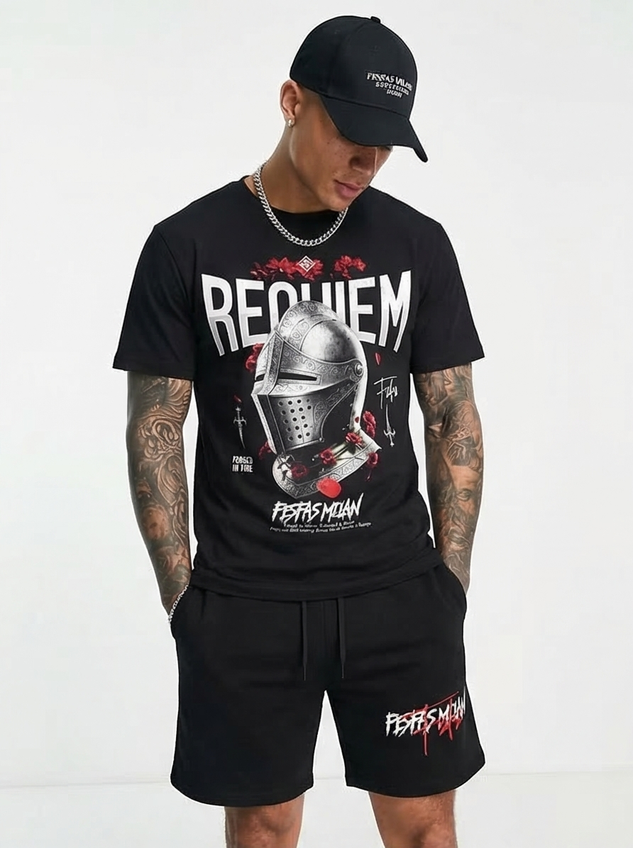 FesFas knight helmet-print | Bộ T-Shirt | Nam | Màu Đen