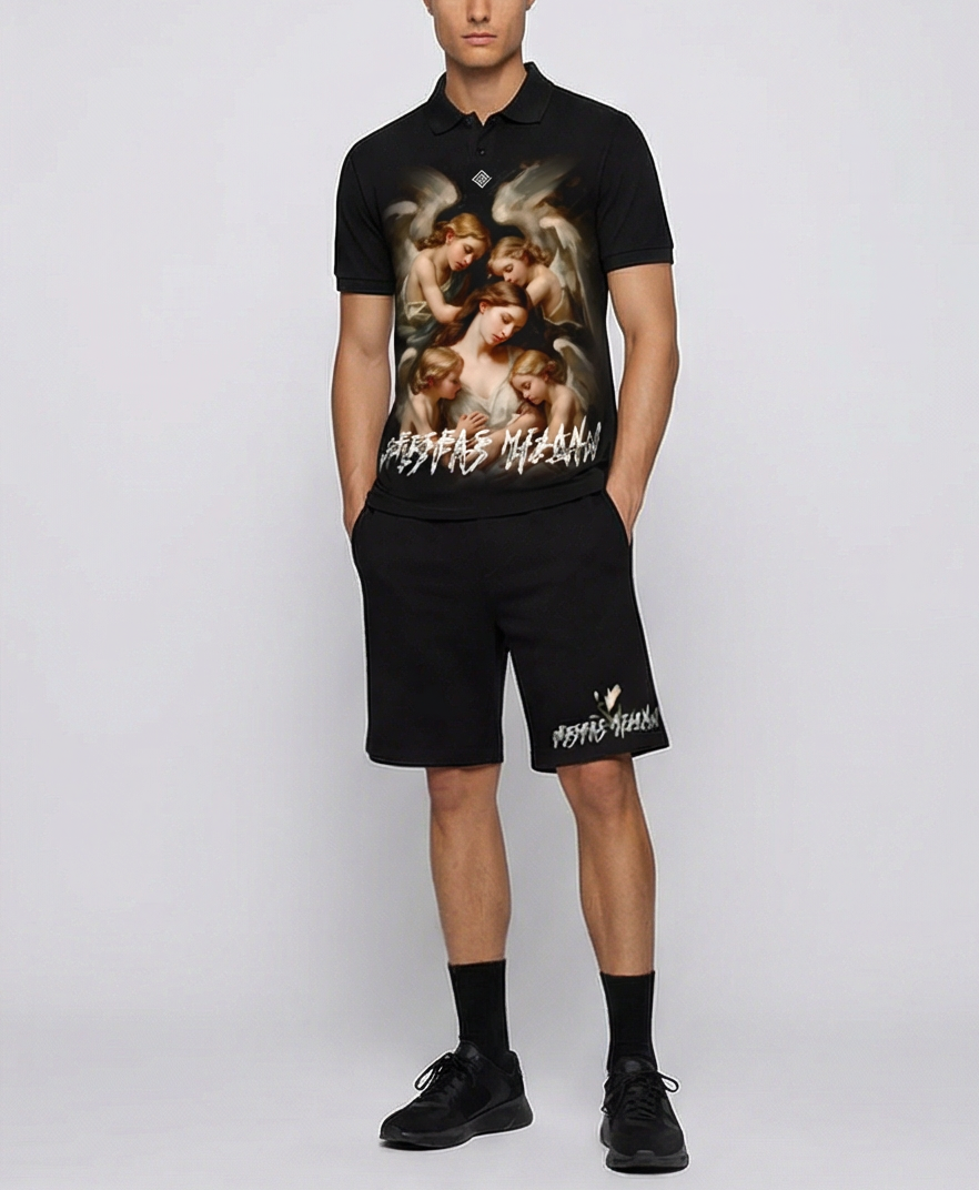 FesFas angels-print | Bộ Polo | Nam | Màu Đen