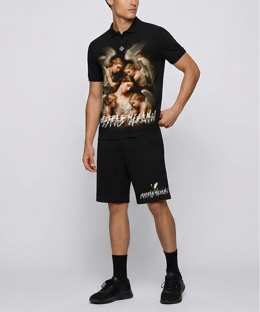 FesFas angels-print | Bộ Polo | Nam | Màu Đen