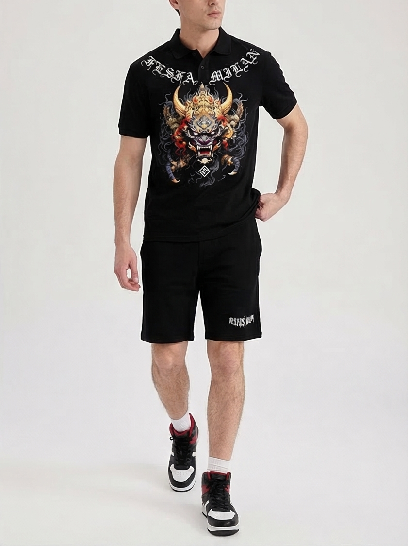 FesFas dragon-print | Bộ Polo | Nam | Màu Đen