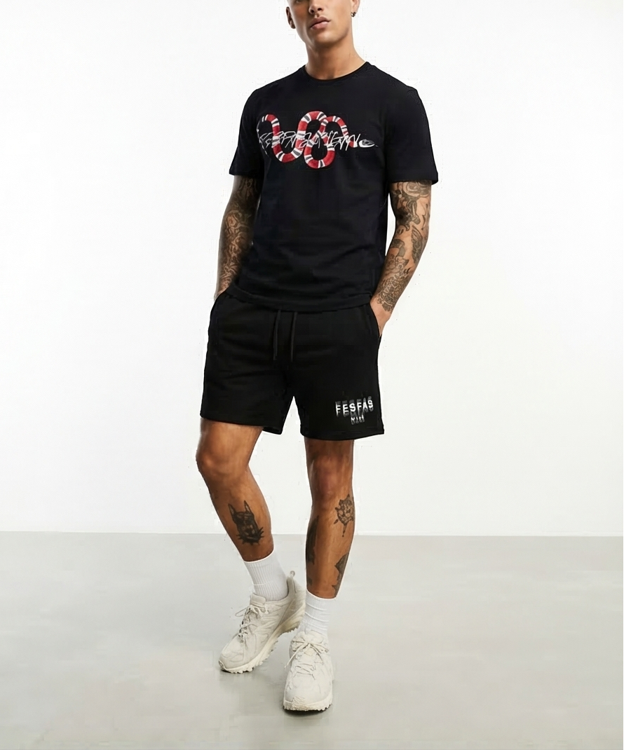 FesFas snake-print | Bộ T-Shirt | Nam | Màu Đen