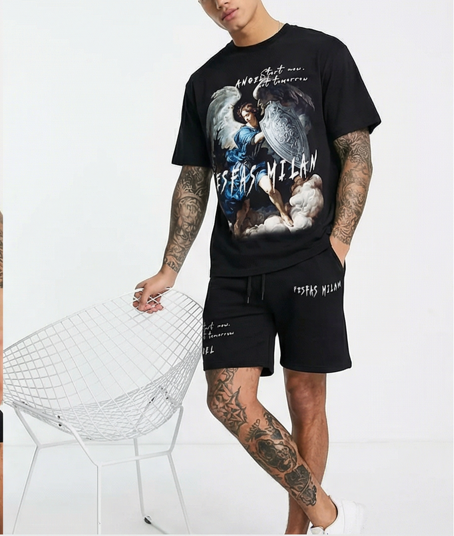 FesFas heaven guardian-print | Bộ T-Shirt | Nam | Màu Đen