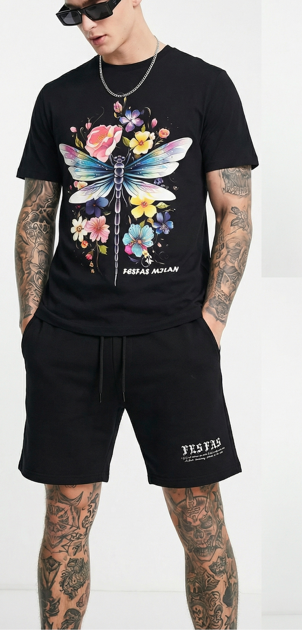FesFas colorful dragonfly-print | Bộ T-Shirt | Nam | Màu Đen