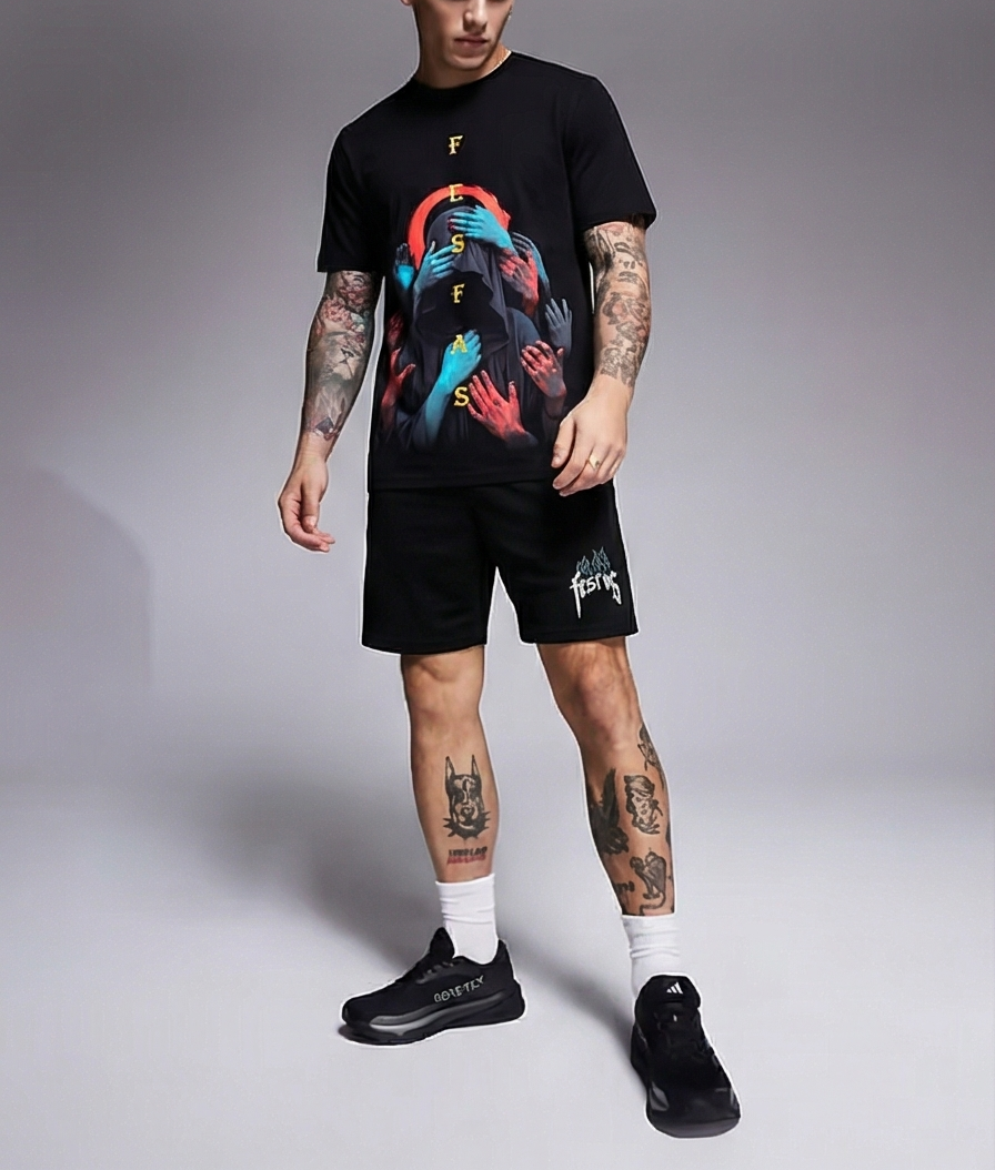 FesFas magic hands-print | Bộ T-Shirt | Nam | Màu Đen