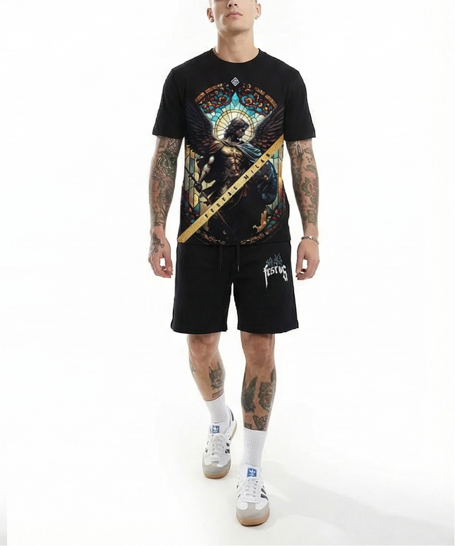 FesFas angel-print | Bộ T-Shirt | Nam | Màu Đen