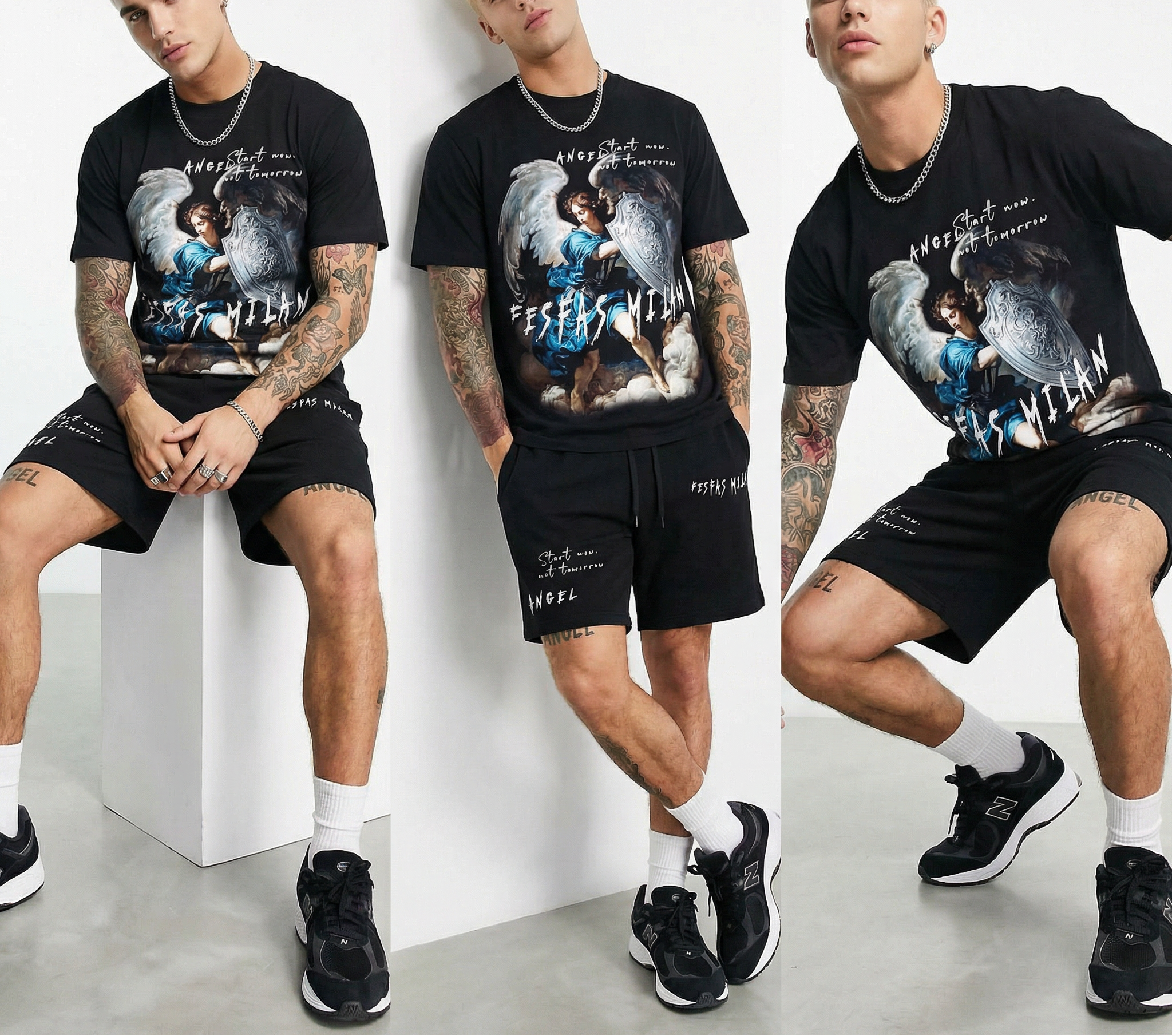 FesFas heaven guardian-print | Bộ T-Shirt | Nam | Màu Đen