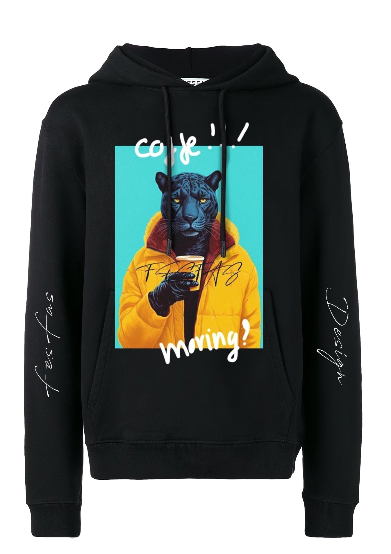 FesFas Hot Panther-print Hoodie | Black | Men