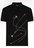 FesFas Airplane-Print | Áo Polo | Nam | Màu Đen