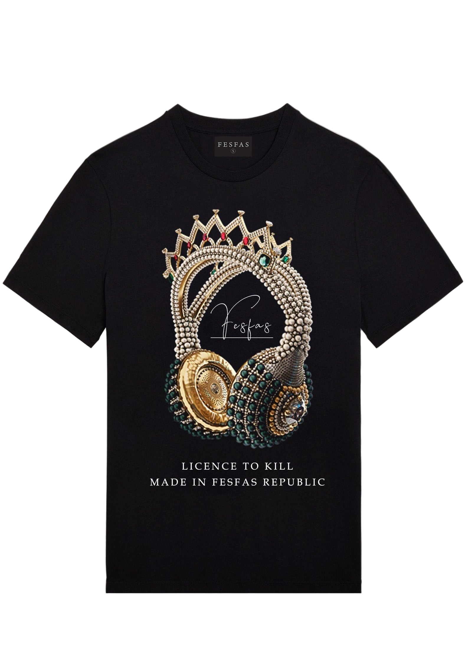 FesFas Headphone-print | Áo Thun | Nam | Màu Đen