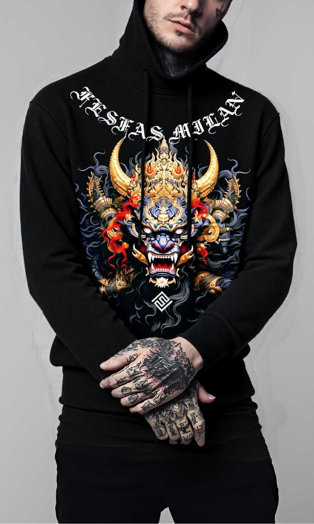 FesFas Tattoos-print Hoodie Set | Black | Men