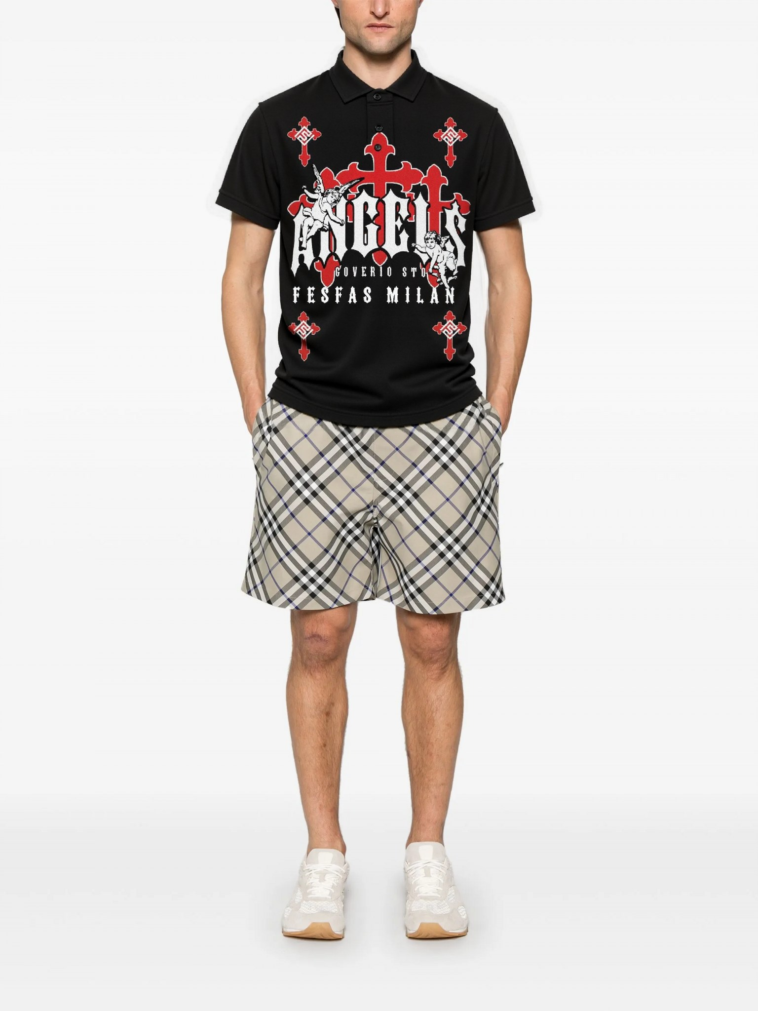 FesFas Angel-print | Áo Polo | Nam | Màu Đen