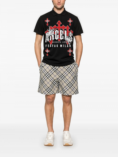 FesFas Angel-print | Áo Polo | Nam | Màu Đen